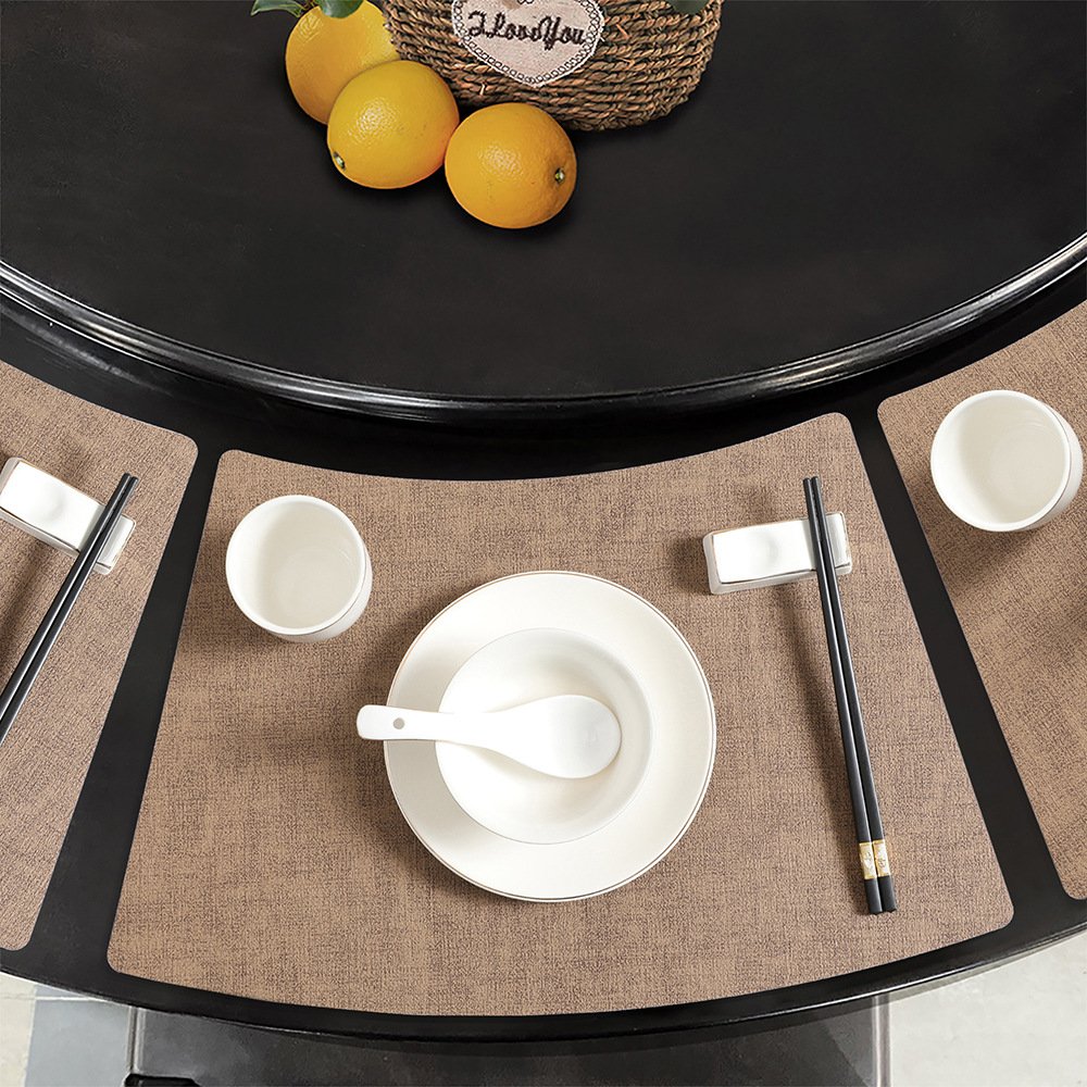 Custom Woven Fan-Shaped Leather Placemat detail