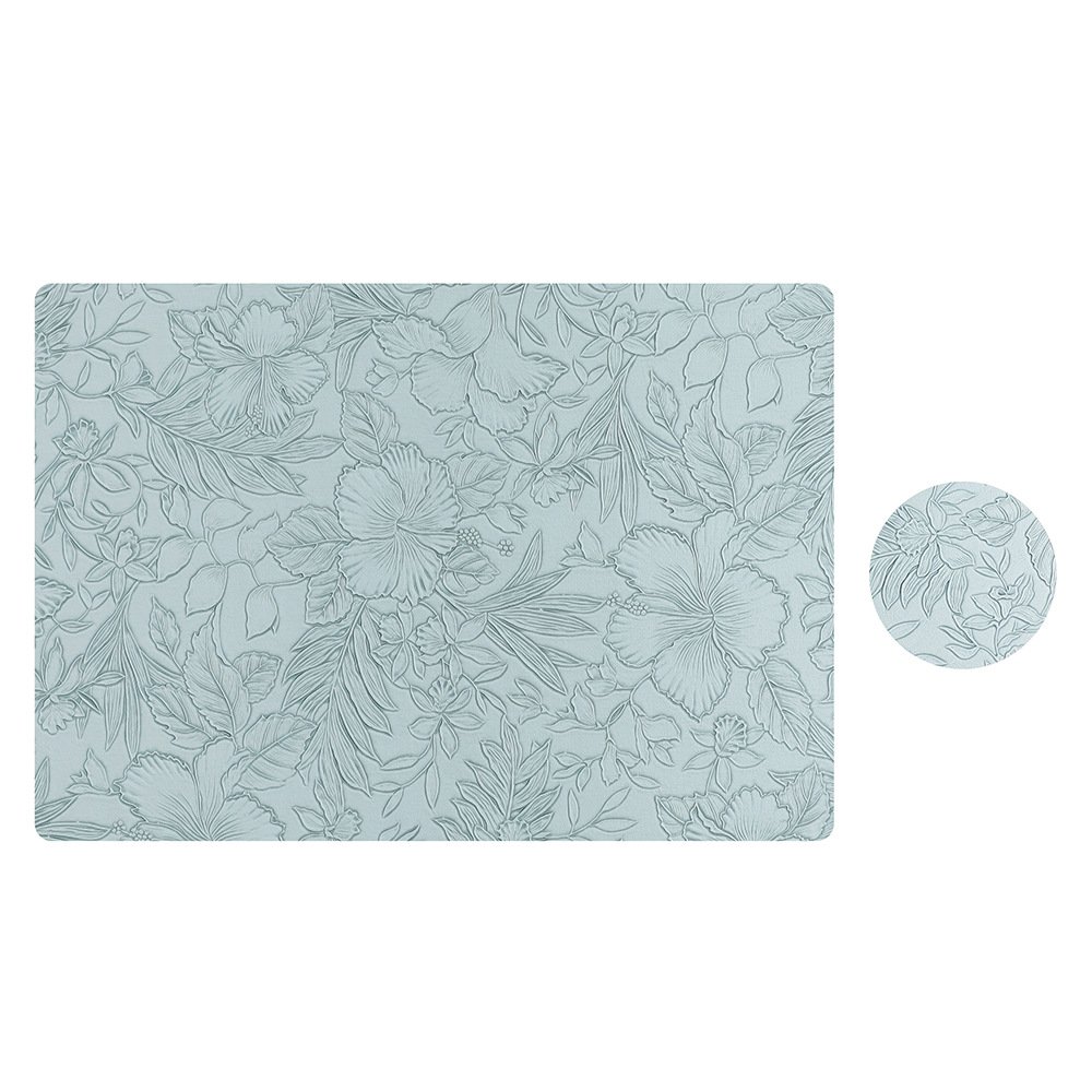Custom Embossed Floral Leather Placemat detail