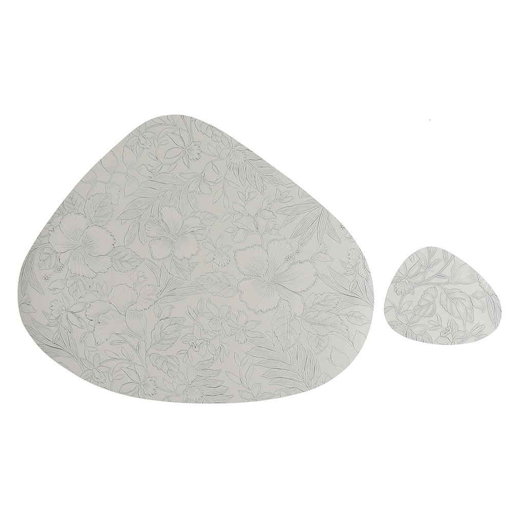 Custom Embossed Floral Teardrop Leather Placemat detail