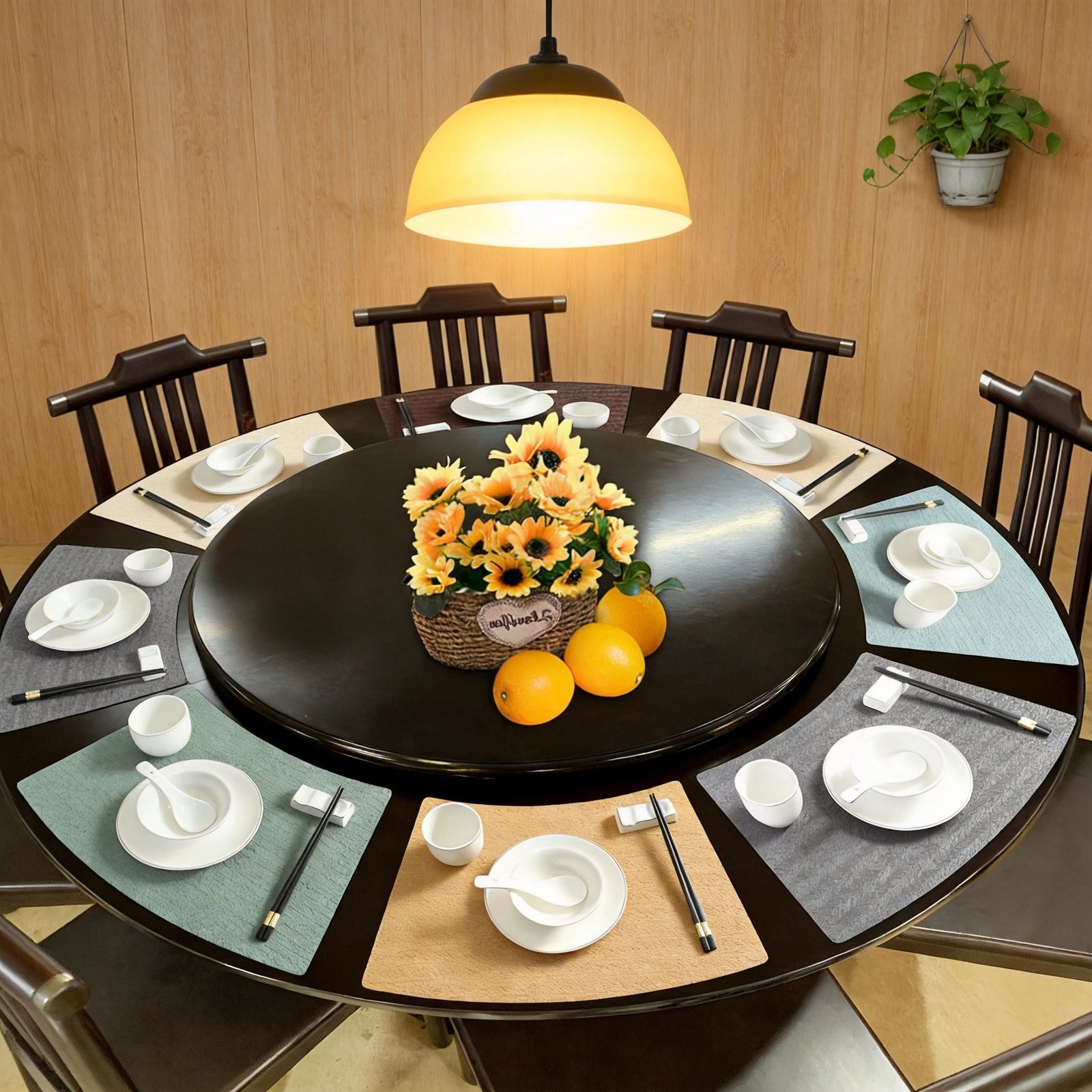 Custom Nappa Texture Fan-Shaped Leather Placemat
