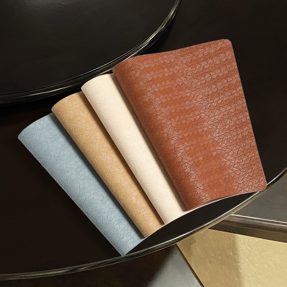 Custom Nappa Texture Fan-Shaped Leather Placemat detail