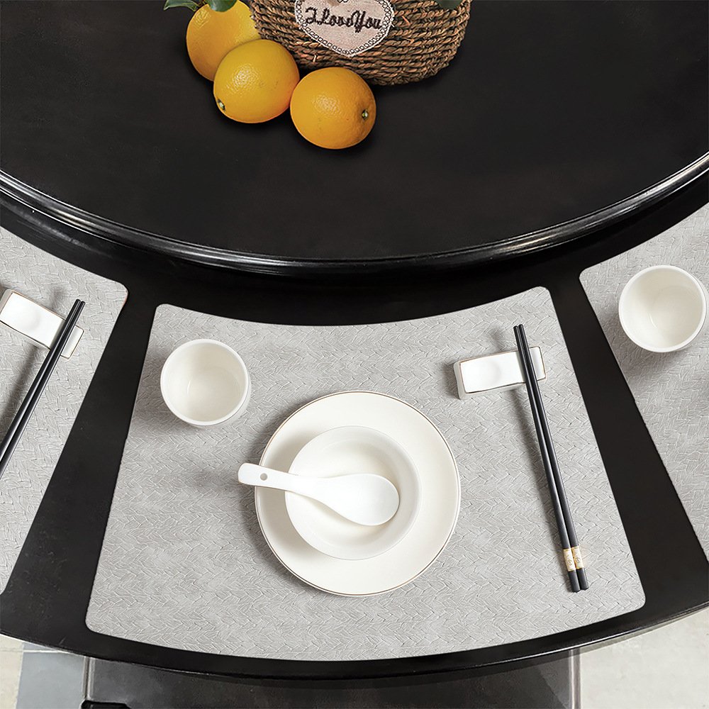 Custom Nappa Texture Fan-Shaped Leather Placemat detail
