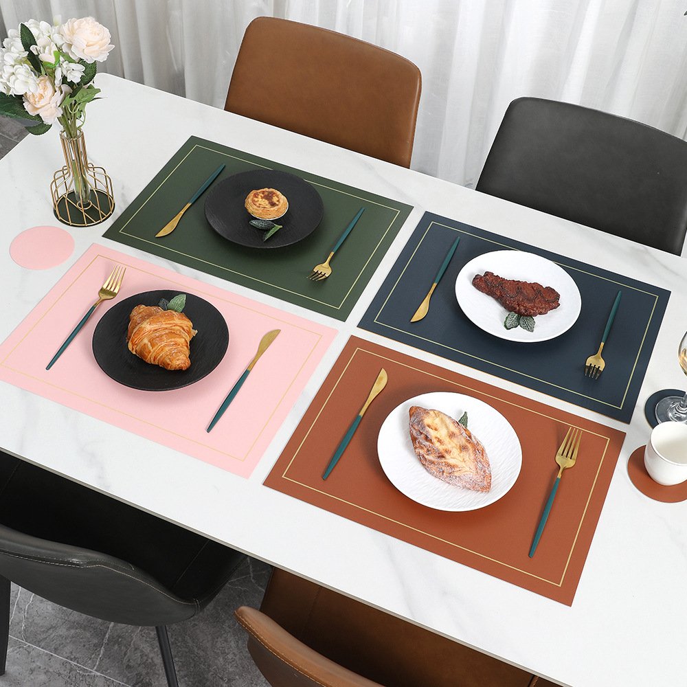 Custom Double-Sided Square Leather Placemat detail