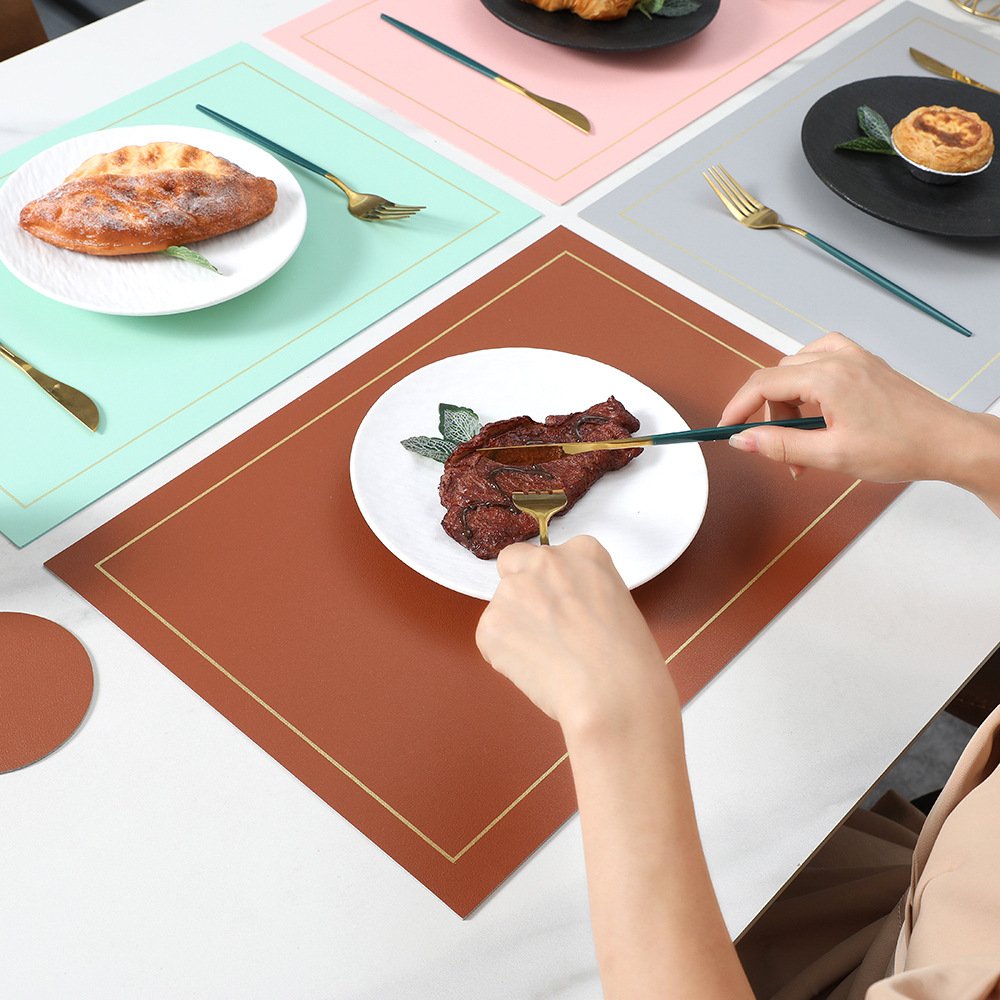 Custom Double-Sided Square Leather Placemat detail