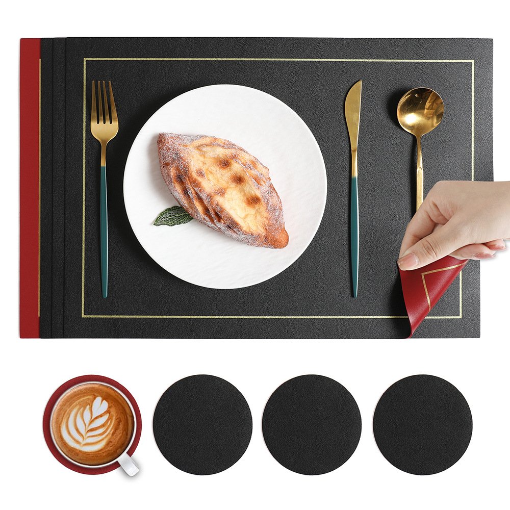 Custom Double-Sided Square Leather Placemat detail