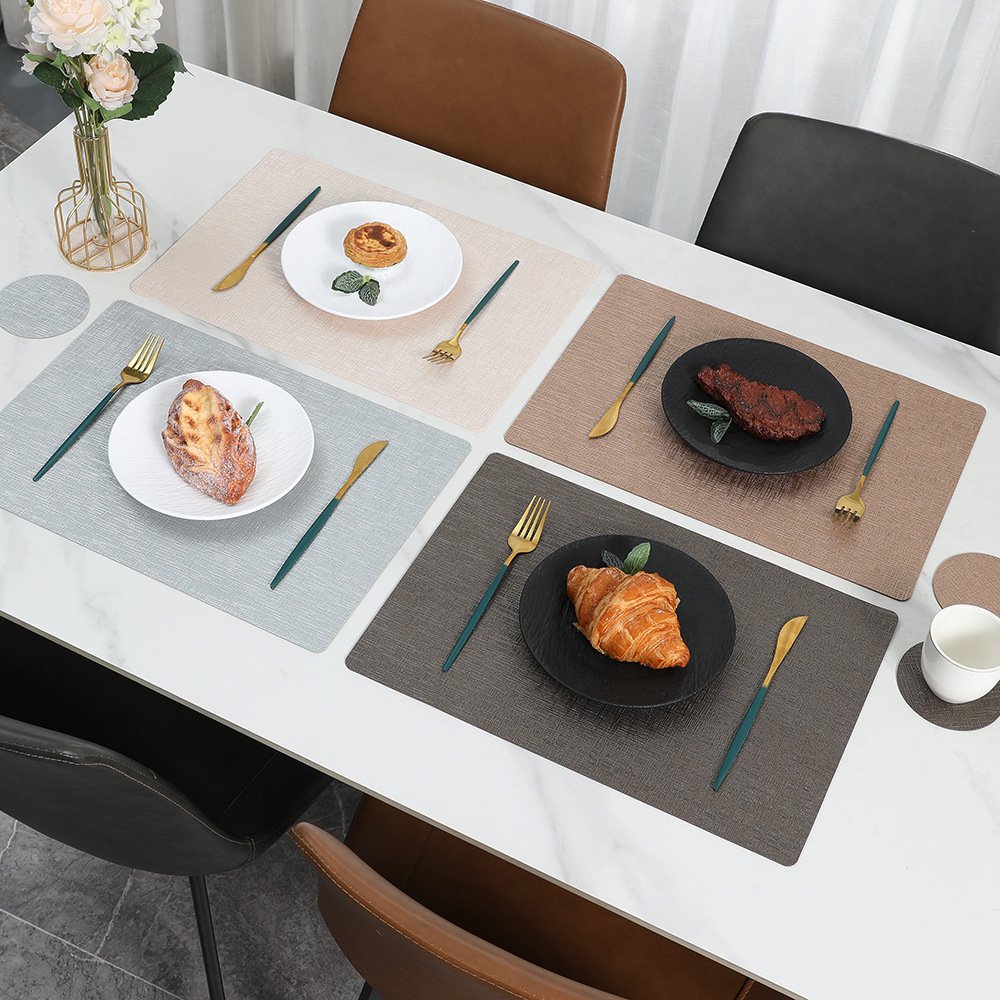 Custom Metallic Grain Rectangular Hotel Leather Placemat detail