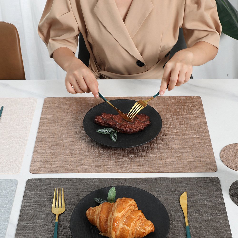 Custom Metallic Grain Rectangular Hotel Leather Placemat detail