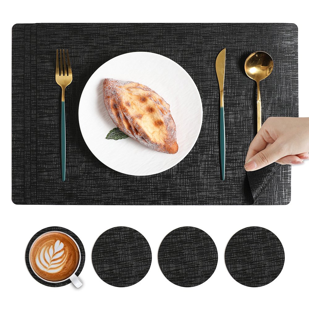 Custom Metallic Grain Rectangular Hotel Leather Placemat detail
