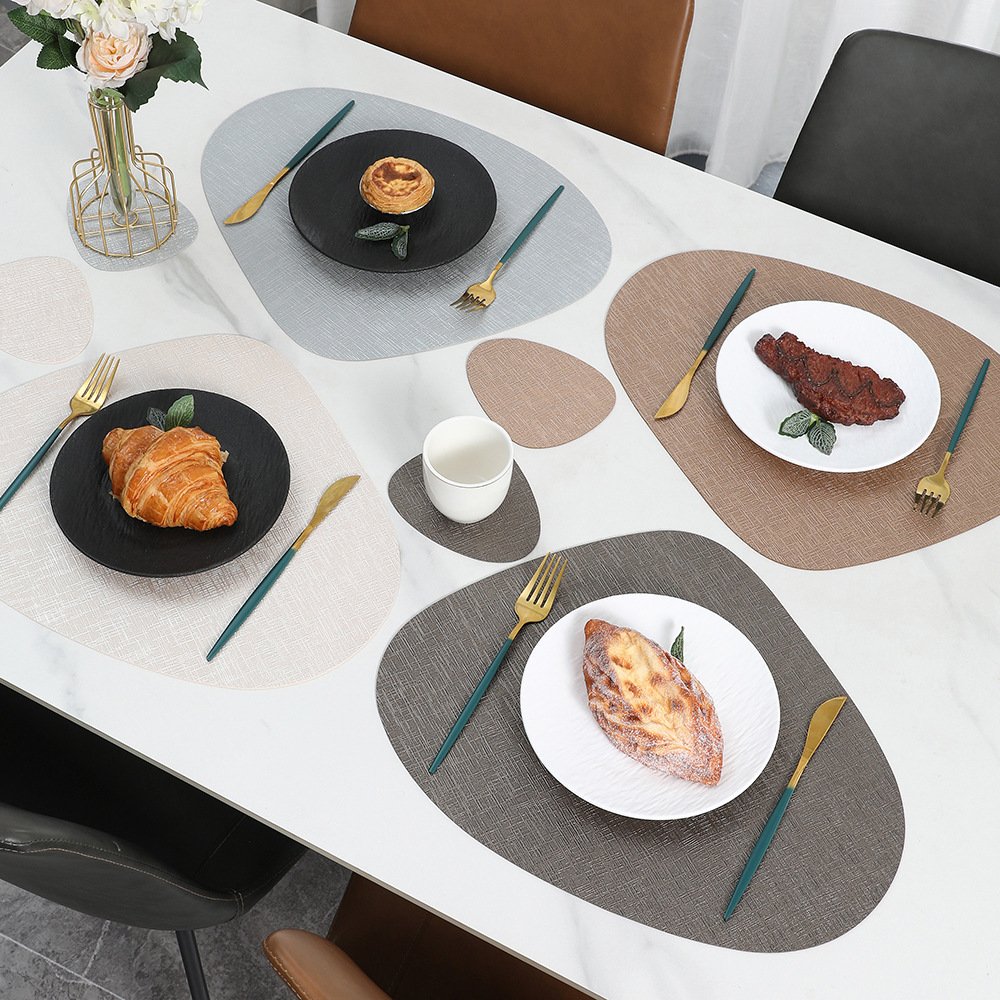 Custom Metallic Grain Teardrop Leather Placemat detail
