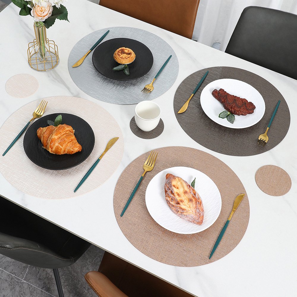 Custom Nappa Texture Round Leather Placemat detail