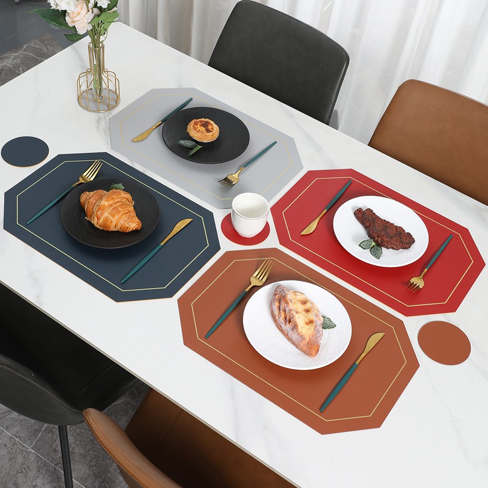 Custom European-Style Irregular Leather Placemat detail