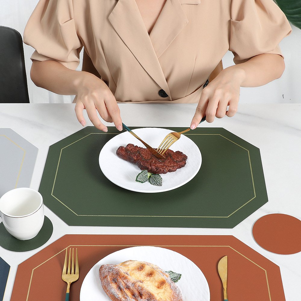 Custom European-Style Irregular Leather Placemat detail
