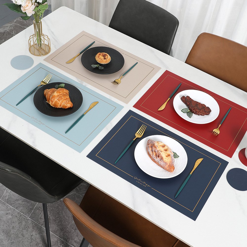Custom Nordic Square Leather Placemat detail