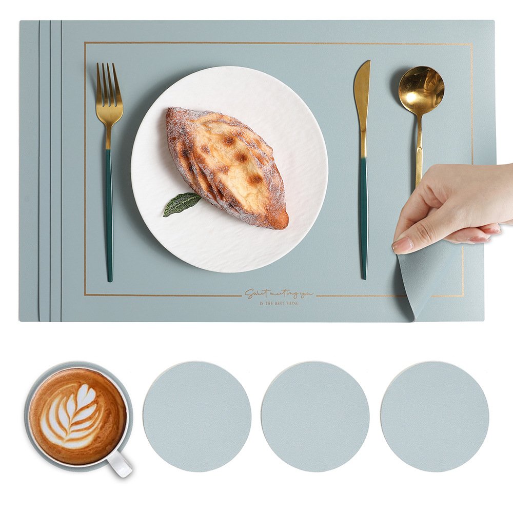 Custom Nordic Square Leather Placemat detail