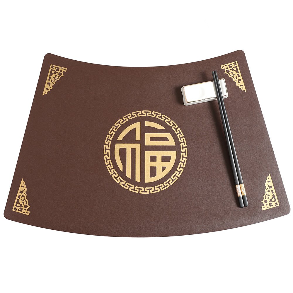 Custom New Chinese Fan-Shaped Leather Placemat detail