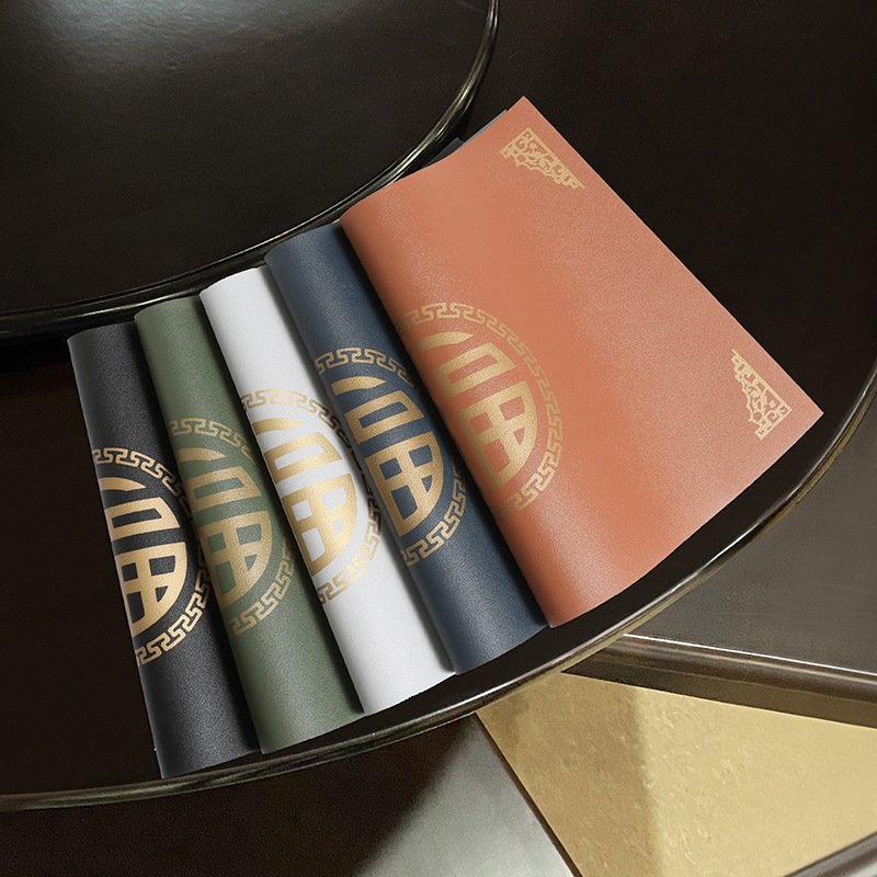 Custom Double-Sided Fan-Shaped Leather Placemat detail