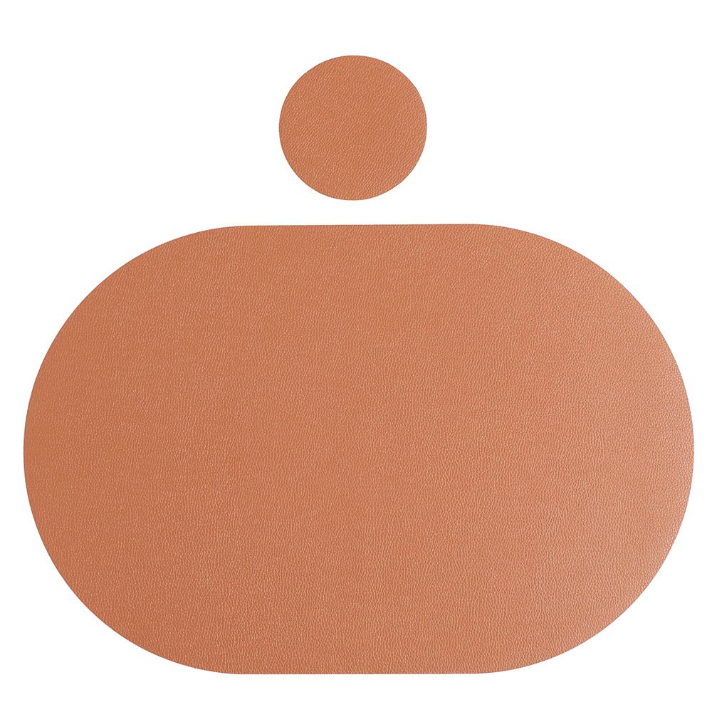 Custom Double-Sided Lychee Grain Oval Dining Placemat detail